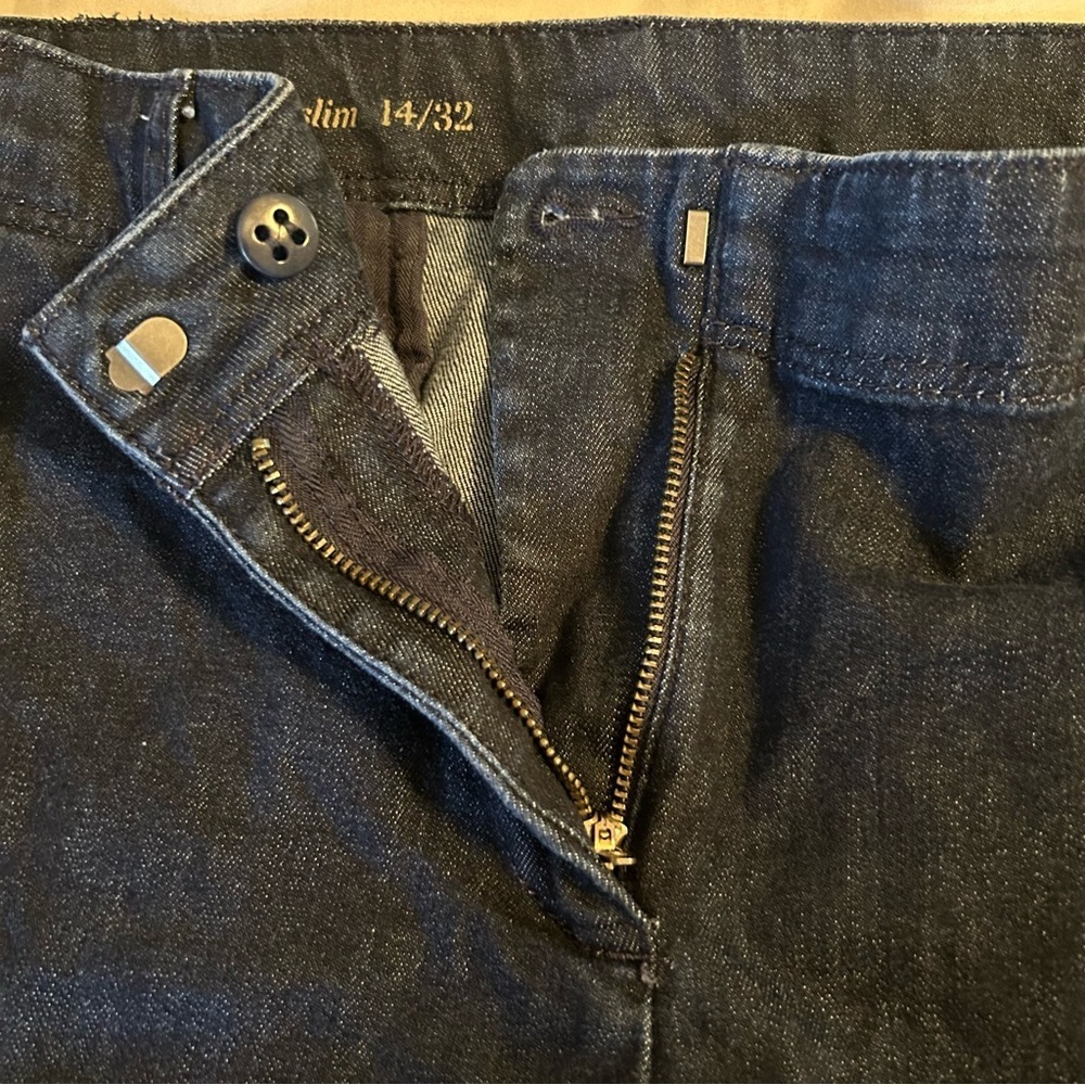 Talbots Jeans Modern Slim Fit Womens Size 14/32 Dark Wash Tapered Leg Denim - Picture 6 of 10